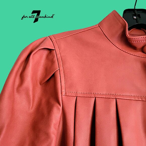 7 for All Mankind NEW Minimalist Oversized Box Pleated Crop Jacket XS - Picture 6 of 12